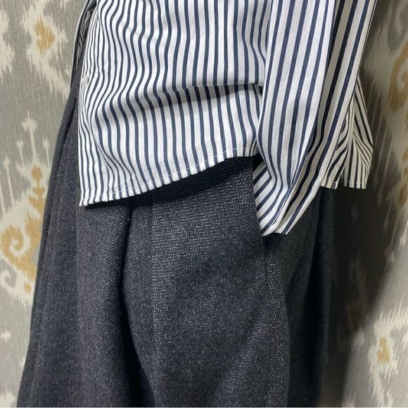 Ralph Lauren Charcoal Grey Camelhair Wool Blend Herringbone Tweed Pouf Skirt - Picture 15 of 16